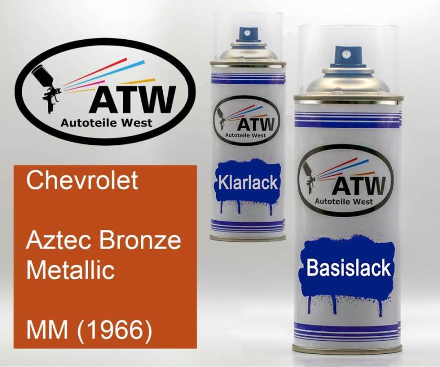 Chevrolet, Aztec Bronze Metallic, MM (1966): 400ml Sprühdose + 400ml Klarlack - Set, von ATW Autoteile West.